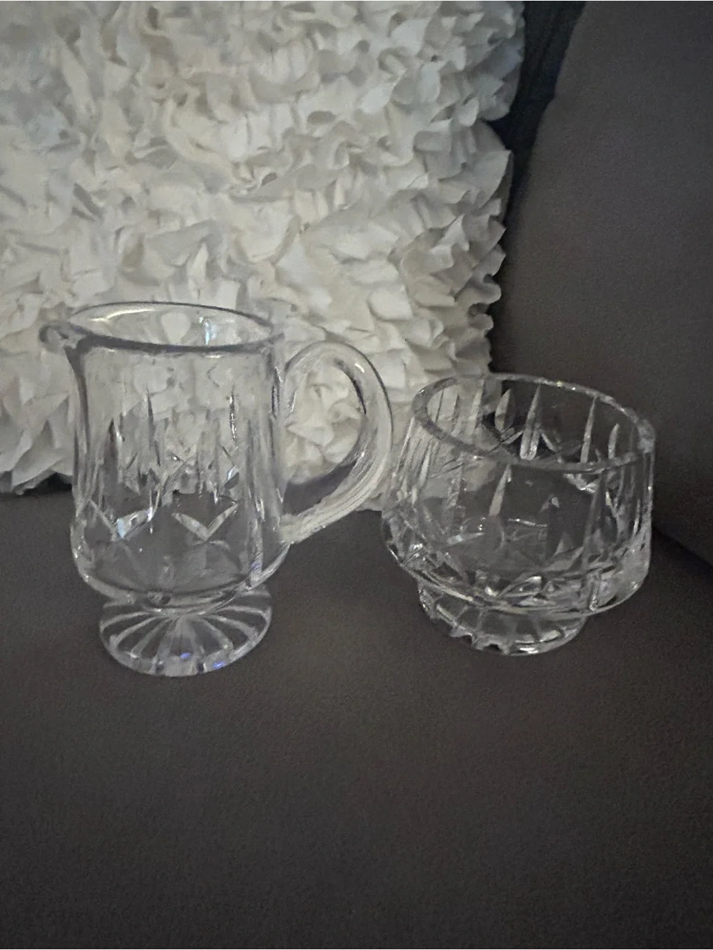 Vintage Crystal Creamer And Sugar Set Excellent Condition No Maker Mark